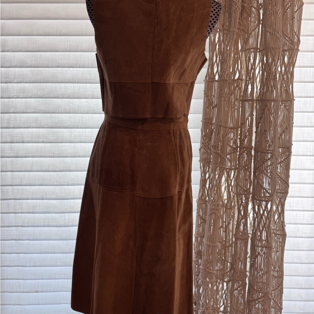 VINTAGE 70's western boho suede vest and midi skirt set - Picture 9 of 11